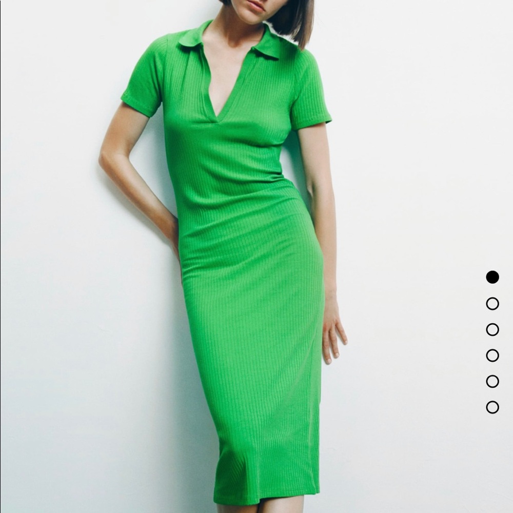 Zara Lime Green Maxi Polo Dress
